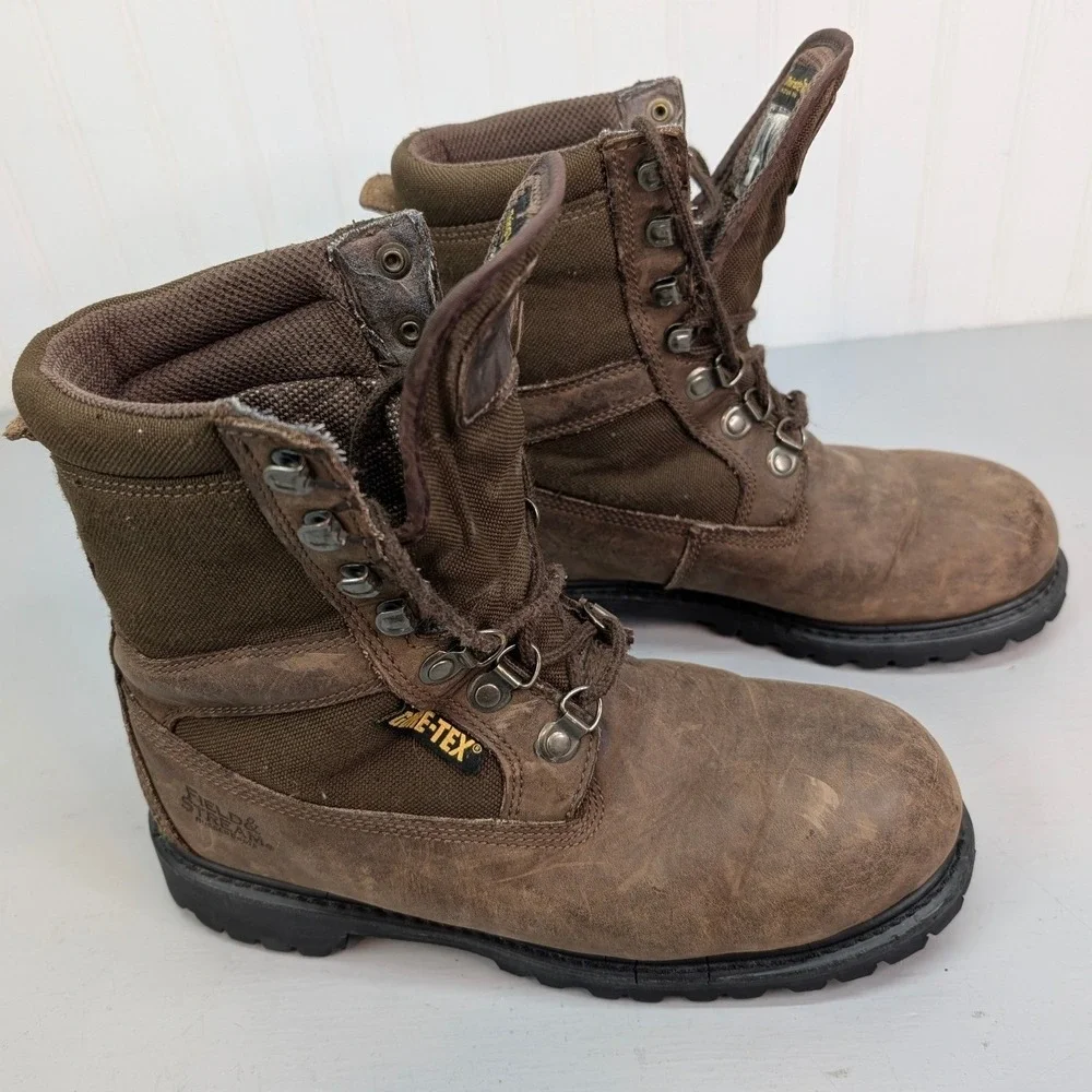 Field & Stream Leather Boots Men's Sz 8.5 Gore-Tex Thinsulate Hiking Vibram Sole